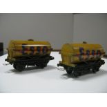 Two Pre-War Hornby Dublo Four Wheel Tank Wagons, both Esso, one fair, one good.