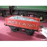 A Hornby 'O' Gauge Pre-War (1930's) 'Meccano' Coal Wagon, gold on maroon, condition good, unboxed.