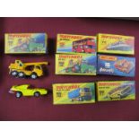 Seven 1970's Matchbox Superfast, including No. 57 Wildlife Truck, No. 72 Hovercraft, among others.