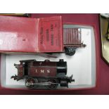 A Post War Hornby 'O' 101 0-4-0 Locomotive, clockwork LMS Livery plus a boxed goods brake van, all