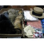Fox Fur Stoles, wraps, etc; together with silk cover, leather and other gloves, bead purses, bead