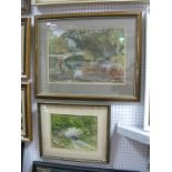 C.R Burton, Fisherman Fishing on a River, pastel, signed lower right.