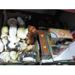 Trinket Storage Boxes, dressing table jewellery boxes, resin and pottery figures/birds and dogs,
