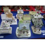 Coalport China Cottages, 'The Gate House', 'The Toy Shop'. The Crooked Cottage' etc:- One Tray