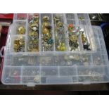 A Mixed Lot of Assorted Costume Clip Earrings, etc, contained in two sectional boxes.