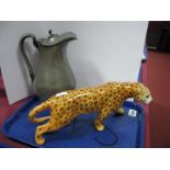 A Beswick Model Leopard, length 29cm and a Victorian pewter jug, base stamped 'Atkin Brothers,