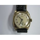 Vertex; A 9ct Gold Cased Gent's Wristwatch, the signed dial with Arabic numerals and seconds