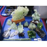 Jadeite Budha's Scent Bottle, etc:- One Tray