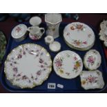 Royal Crown Derby - 'Royal Antoinette' plate, 'Derby Posies' hexagonal vase, plates, pin trays,