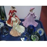 Five Paperweights, including Caithness 'Myriad', 'Rhythm and Blues', a Royal Doulton 'Winter Fun'