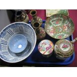 Cantonese Tea Pot, lidded jar, bowl, cloisonne vases, other oriental ware:- One Tray