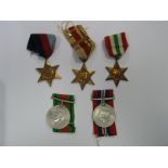 WWII Group of Five Medals, comprising 39/45 Star, Africa Star, Italy Star, War and Defence Medals,