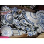 A Quantity of XX Century Blue and White Chinese Dinner Wares, including oval plate, tureen, tea