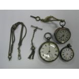 A Hallmarked Silver Cased Openface Pocketwatch, (damages); together with a ladies fob watch, stamped