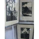 Three XX Century Silhouette Depicting a Courting Couple, and building scenes 24 x 18cm and