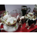 Two Beswick Pottery Spaniel Dogs, Royal Albert 'Old Country Roses' tea ware etc:- One Tray