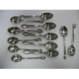 Two Sets of Six Matched Hallmarked Silver Coffee Spoons.