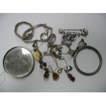 925 and Other Brooches, earrings, vintage ladies wristwatches, rings, pendants on chains, etc.