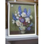 Nesta Warren, (Welsh Artisi), Still Life of Flowers in Vase, oil on canvas, 60 x 49.5cm, signed