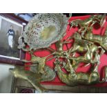 A Brass 'C' Scroll and Pierced Bowl, cast brass horses:- One Tray, together with Lester Piggott