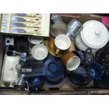 Winterling and Hornsea Saffron Tea Ware, biscuit jar, trophies, cutlery, cigar cutter, scent