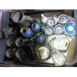 Cloisonné Vases, Austrian cabinet cups and saucers, stoneware pottery, dressing table ware, etc:-