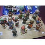 Thirteen Hummel Figures,one of of a boy playing a violin etc:- One Tray