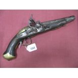 A XIX Century and Later Flintlock Pistol, with brass mounts stamped '2' under mechanism, 38cm long.