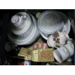 Denby Stoneware Table Ware, of forty six pieces, Pendelfin house, pewter plate etc:- One Box