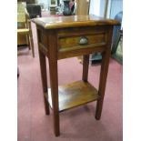 A Walnut and Weave Side Table, with a moulded edge, single drawer on square legs with undershelf.