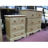 A Pine Chest of Drawers, with two short and two long drawers, on bracket feet; together with a