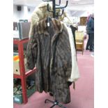 Four Coney Fur Jackets, in various shades; a full length mink coat, a brown reverse sheepskin coat
