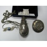 A Middle Eastern Style Flask Pendant, with cabochon highlights, on long chain; together with a