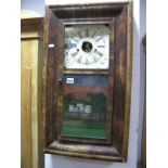 A XIX Century Mahogany Cased Wall Clock, E.N.Welch Forestville, USA, with print of Baltimore