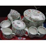 A Minton 'Haddon Hall' Two Tier Cake Stand, with matching tea wares, three piece tea set, dish,