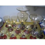 Krosno, Poland Glass Ware, wine glasses, vases, candlesticks etc:- One Tray