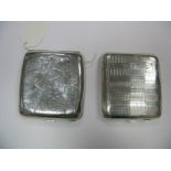 A Hallmarked Silver Cigarette Case, of rounded rectangular form, allover engine turned; together