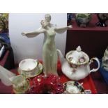 A Doulton Reflections 'Tango' Figurine HN 3075, Albert celebration tea pot, Bohemia cranberry