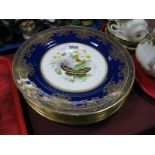 Caverswall China Cabinet Plates, decorated with flowers and butterfly's. (9)