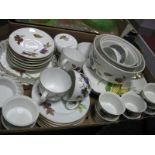A Royal Worcester 'Evesham' Tea and Serving Wares, sugar bowl, ramekins, flan dishes.