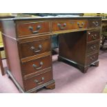 A Mid XX Century Twin Pedestal Desk, with scriver top and eight drawers.