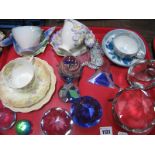 Paperweights, faceted diamond shaped paperweight, trio etc:- One Tray