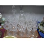 Decanters, Royal Doulton wine glasses (one chipped), champagne flutes etc:- One Tray