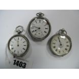 Three Ladies Fob Watches, each dial with black Roman numerals, within allover engraved case, stamped