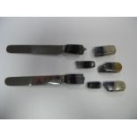 Blue John Pieces / Fragments, including two knives with Blue John handles (damages/incomplete).