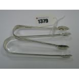 A Pair of Hallmarked Silver Sugar Tongs, JW, London 1799, with reeded detail; together with a