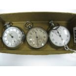 An Openface Pocketwatch, the engine turned dial with Arabic numerals, within engine turned case;