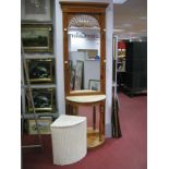 A XIX Century Style Pine Coat Stand, with a dentil cornice, central mirror, half round marble