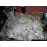 Cut Glass Tumblers, cut glass fruit bowl, sundae dishes etc:- One Box