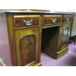 A XIX Century Mahogany Desk, with a low back leather insert, moulded edge, three top drawers, twin